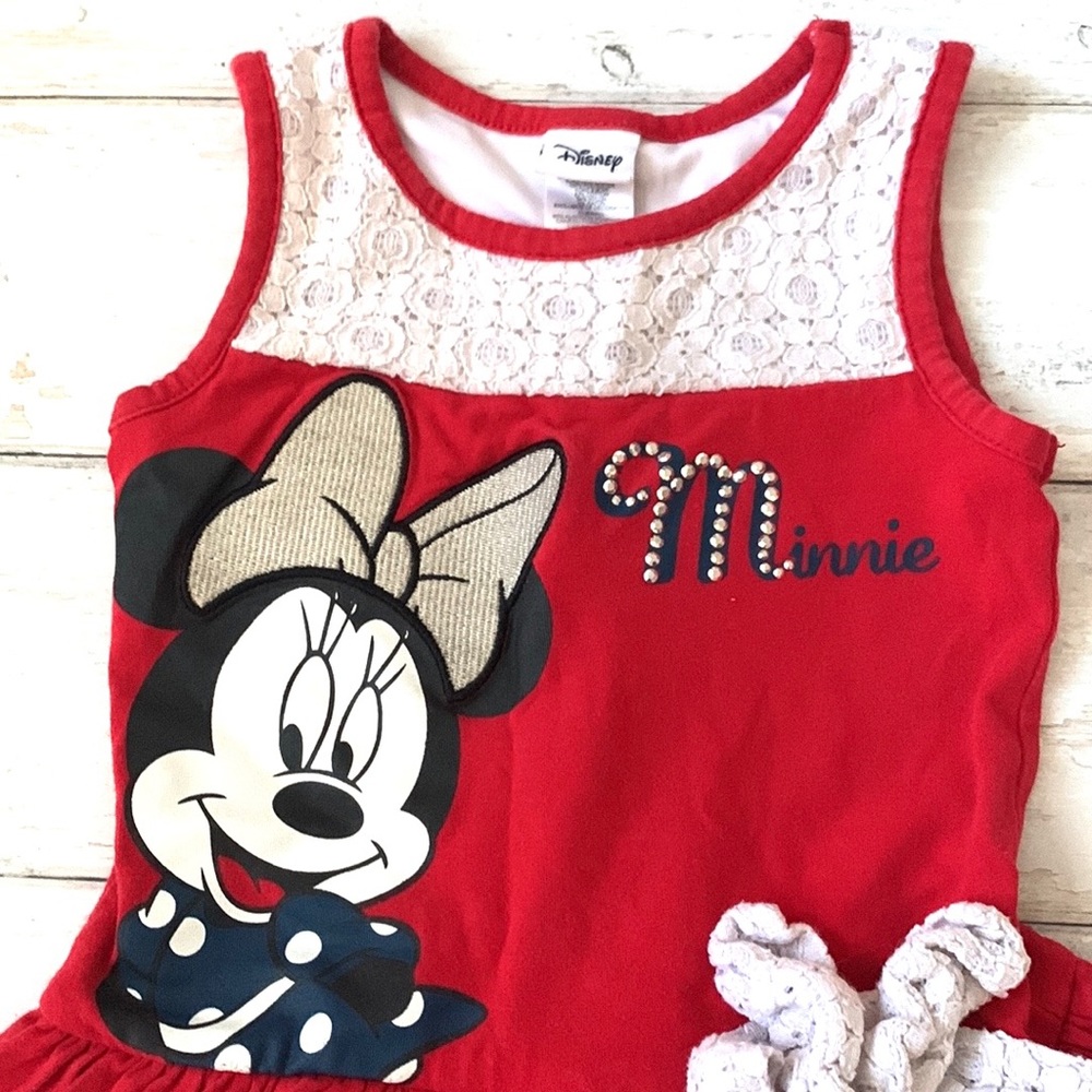 Disney Red Minnie Mouse Lace-Accent Casual Dress for Girls - Picture 2 of 4